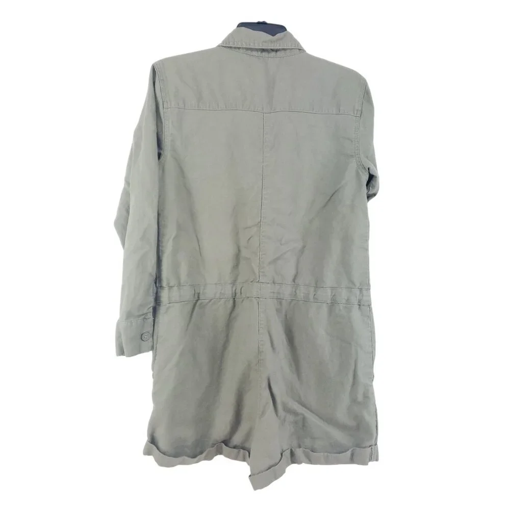 Aerie Linen Short Romper Women's Size Small Green - Picture 6 of 9